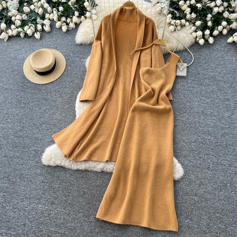 Shawl & Slip Dress Knitted 2Pcs