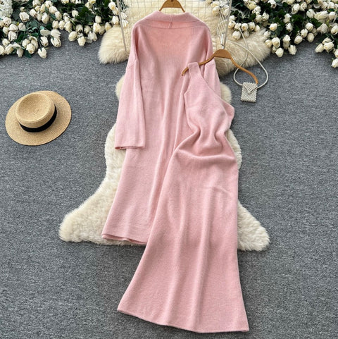 Shawl & Slip Dress Knitted 2Pcs