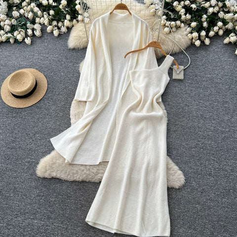 Shawl & Slip Dress Knitted 2Pcs