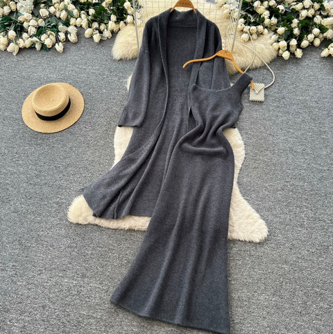 Shawl & Slip Dress Knitted 2Pcs