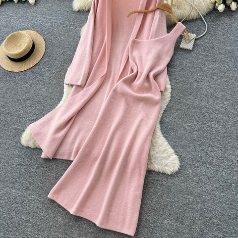 Shawl & Slip Dress Knitted 2Pcs