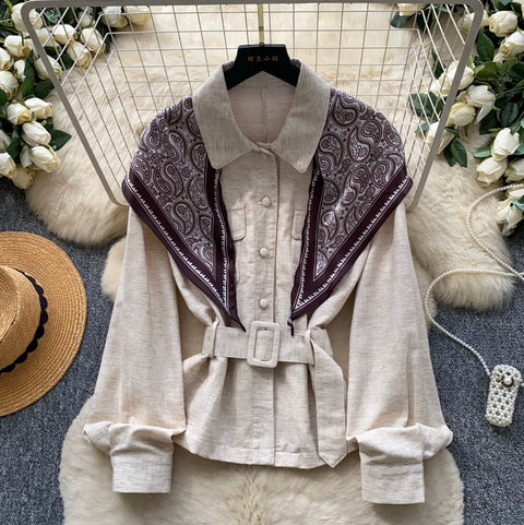 Casual Shirt with Print Scarf