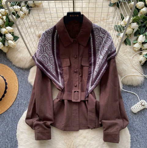 Casual Shirt with Print Scarf