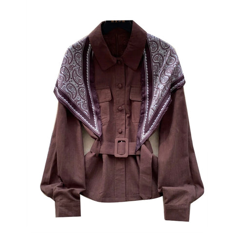 Casual Shirt with Print Scarf