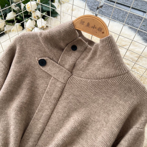 Stand-collar Sweater & Trousers 2Pcs
