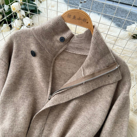 Stand-collar Sweater & Trousers 2Pcs
