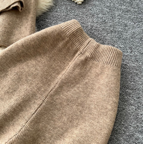 Stand-collar Sweater & Trousers 2Pcs