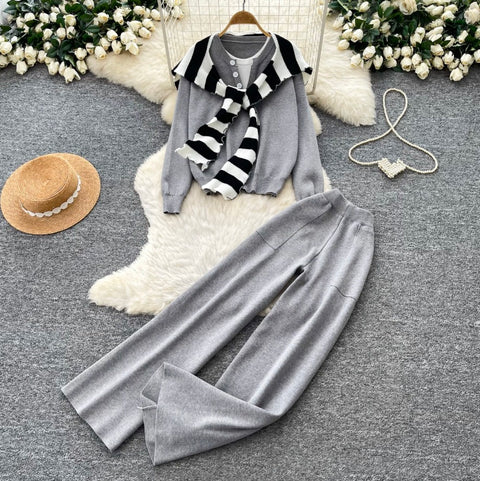 Sweater & Wide-leg Trousers 2Pcs
