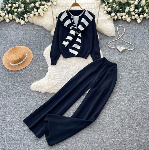 Sweater & Wide-leg Trousers 2Pcs