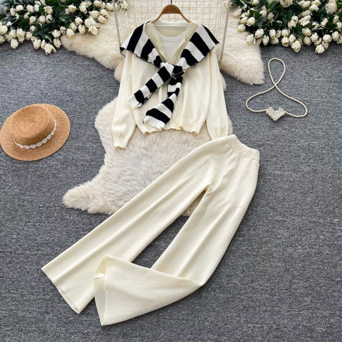 Sweater & Wide-leg Trousers 2Pcs