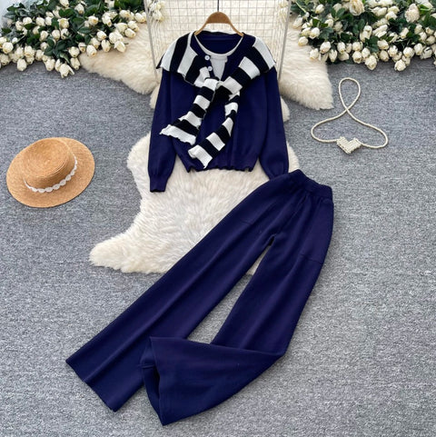 Sweater & Wide-leg Trousers 2Pcs