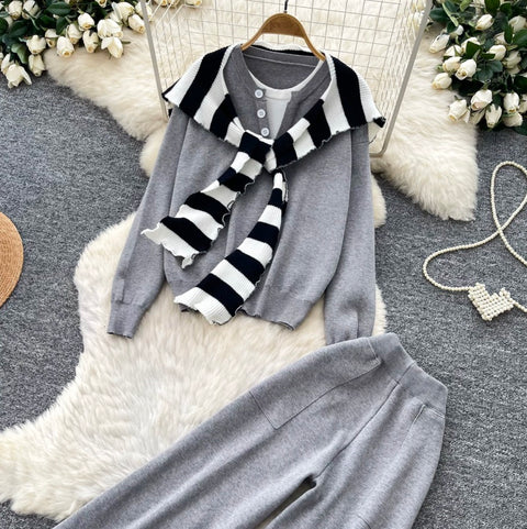 Sweater & Wide-leg Trousers 2Pcs