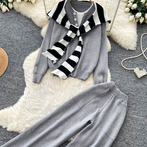 Sweater & Wide-leg Trousers 2Pcs