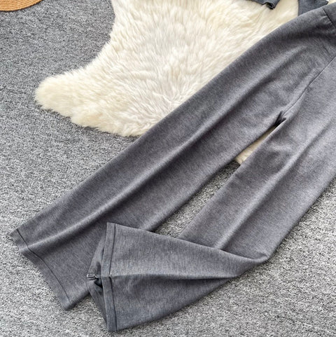 Striped Cardigan & Wide-leg Trousers 2Pcs