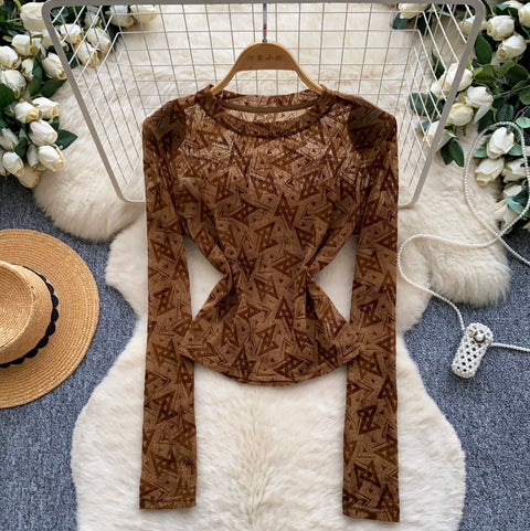 Geometric Pattern Print Slim Top