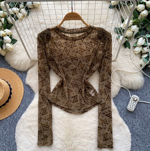 Geometric Pattern Print Slim Top