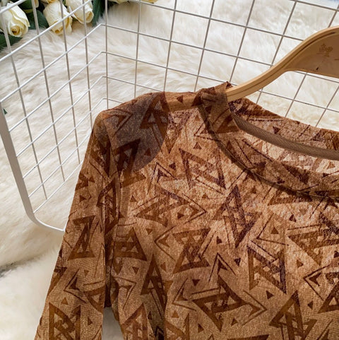 Geometric Pattern Print Slim Top