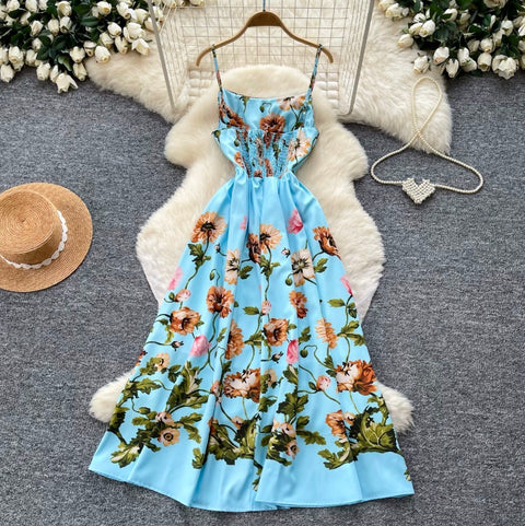 Elegant Floral Print Slip Dress