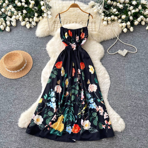 Elegant Floral Print Slip Dress