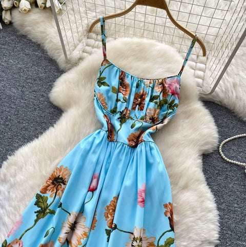 Elegant Floral Print Slip Dress