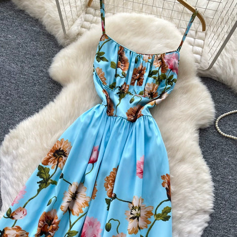 Elegant Floral Print Slip Dress