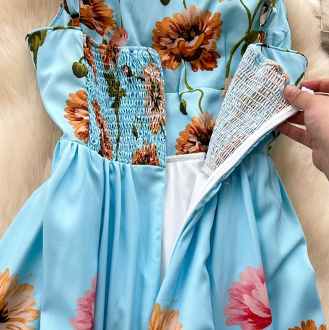 Elegant Floral Print Slip Dress