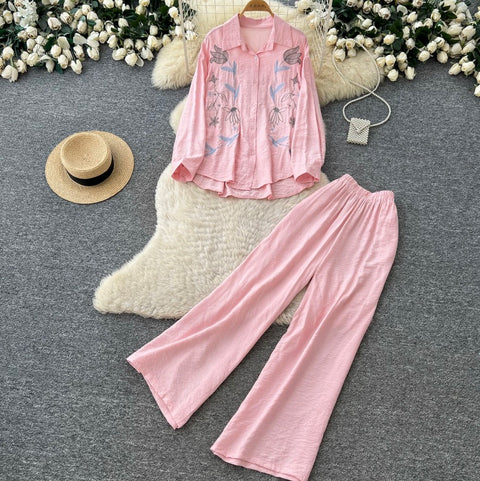 Embroidered Shirt & Trousers Soft 2Pcs