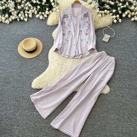 Embroidered Shirt & Trousers Soft 2Pcs