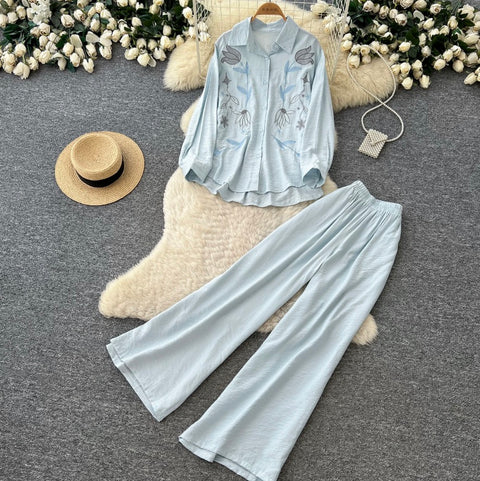 Embroidered Shirt & Trousers Soft 2Pcs