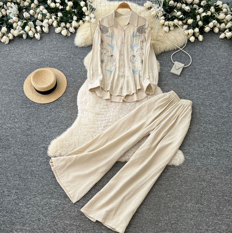 Embroidered Shirt & Trousers Soft 2Pcs