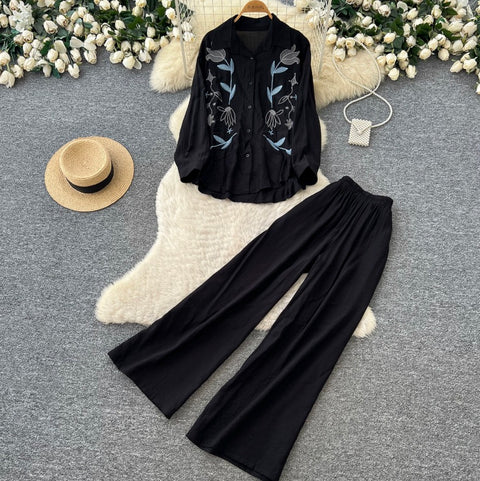 Embroidered Shirt & Trousers Soft 2Pcs