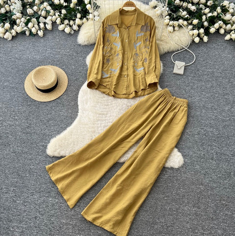 Embroidered Shirt & Trousers Soft 2Pcs