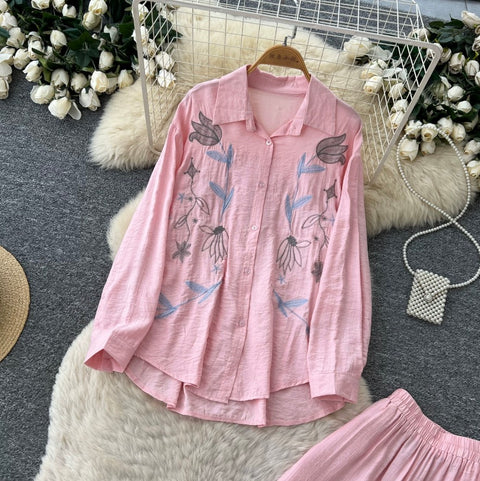 Embroidered Shirt & Trousers Soft 2Pcs