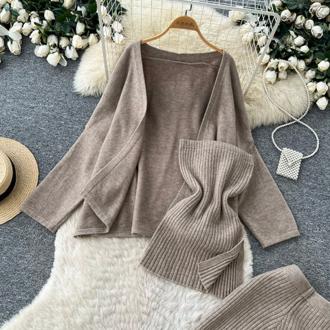 Cardigan & Camisole & Trousers Knitted 3Pcs