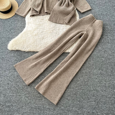 Cardigan & Camisole & Trousers Knitted 3Pcs
