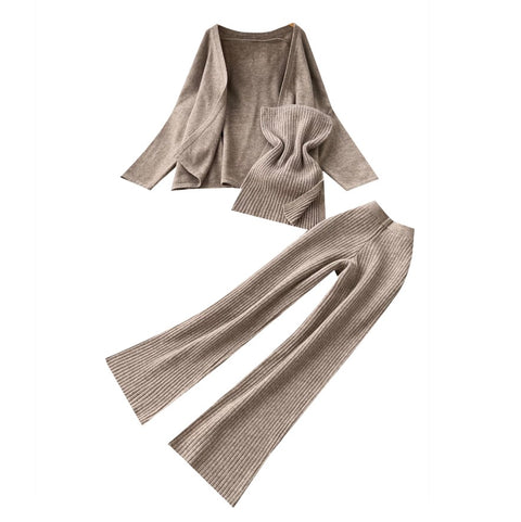 Cardigan & Camisole & Trousers Knitted 3Pcs