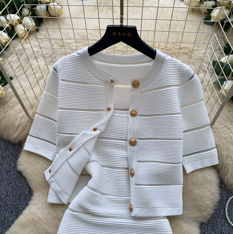 Short Cardigan & Dress Knitted 2Pcs