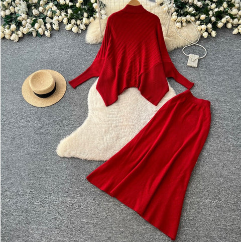 Niche Knitwear & Skirt Knitted 2Pcs