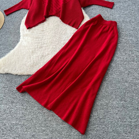 Niche Knitwear & Skirt Knitted 2Pcs