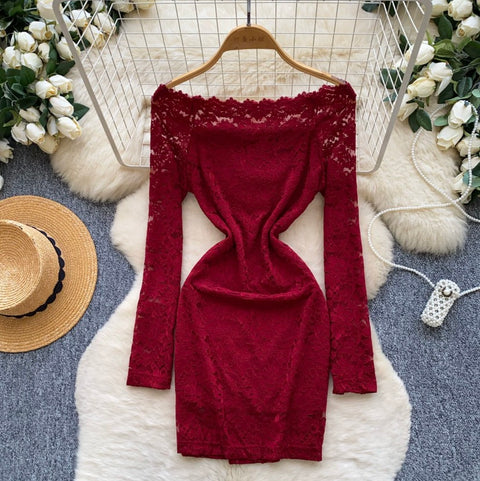 Off-shoulder Embroidered Lace Dress