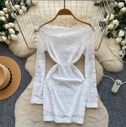 Off-shoulder Embroidered Lace Dress