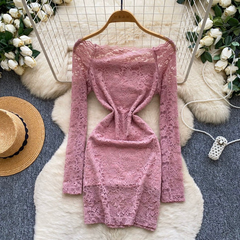 Off-shoulder Embroidered Lace Dress