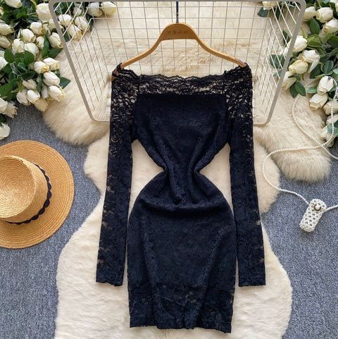 Off-shoulder Embroidered Lace Dress