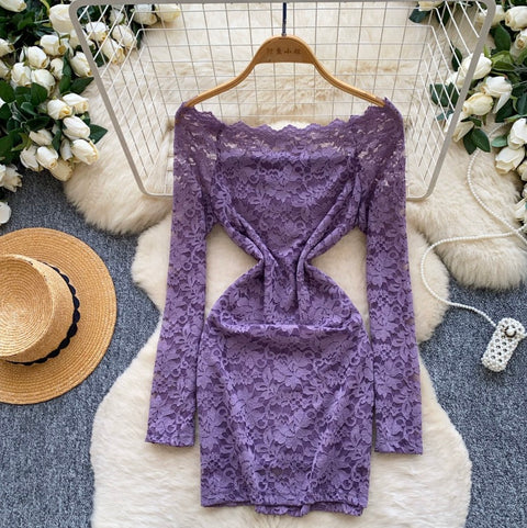 Off-shoulder Embroidered Lace Dress