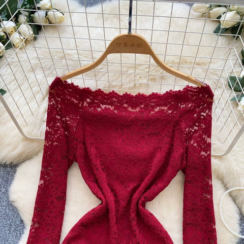 Off-shoulder Embroidered Lace Dress