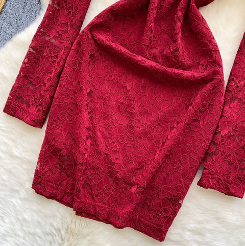 Off-shoulder Embroidered Lace Dress