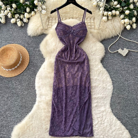 Sexy Embroidered Lace Slip Dress