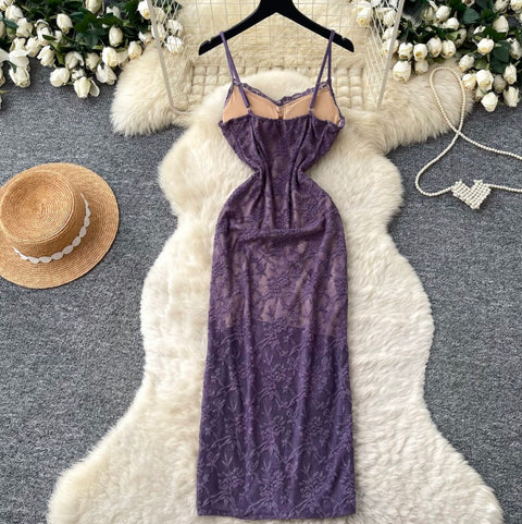 Sexy Embroidered Lace Slip Dress