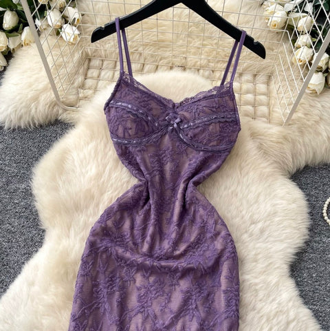 Sexy Embroidered Lace Slip Dress