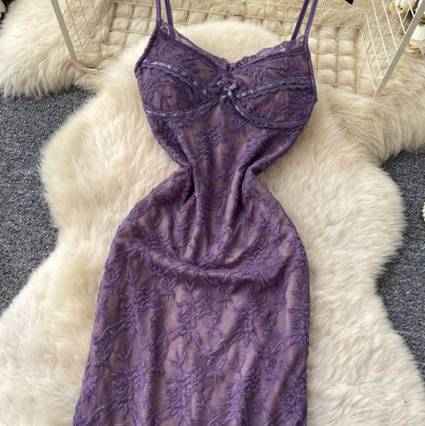 Sexy Embroidered Lace Slip Dress